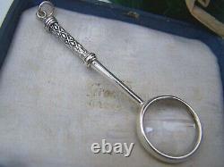 Gorgeous 925 Solid Sterling Silver Magnifying Magnifier Glass Chatelaine Pendant