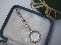 Gorgeous 925 Solid Sterling Silver Magnifying Magnifier Glass Chatelaine Pendant