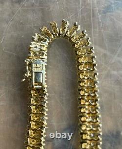 Gorgeous Gold Plate over. 925 Sterling Silver 8 1/2 Clear CZ Necklace Vintage