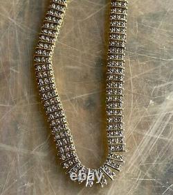 Gorgeous Gold Plate over. 925 Sterling Silver 8 1/2 Clear CZ Necklace Vintage