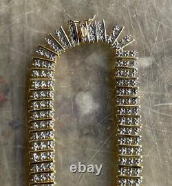 Gorgeous Gold Plate over. 925 Sterling Silver 8 1/2 Clear CZ Necklace Vintage