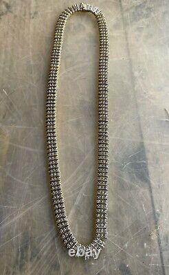 Gorgeous Gold Plate over. 925 Sterling Silver 8 1/2 Clear CZ Necklace Vintage