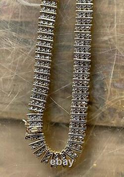 Gorgeous Gold Plate over. 925 Sterling Silver 8 1/2 Clear CZ Necklace Vintage