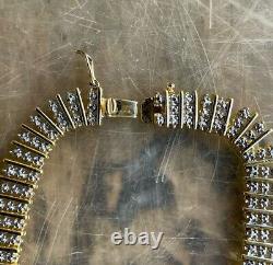 Gorgeous Gold Plate over. 925 Sterling Silver 8 1/2 Clear CZ Necklace Vintage