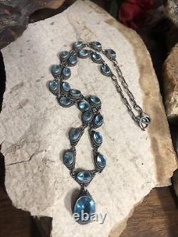 Gorgeous NOVICA Sterling Silver 925 Blue Glass Topaz Linked Statement Necklace