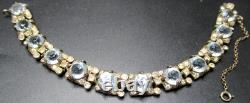Gorgeous Sterling Silver Paste Clear Glass Antique Bracelet