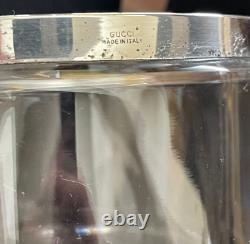 Gorgeous Vintage Gucci Crystal Bowl w Sterling Silver Rim dish / glass vessel