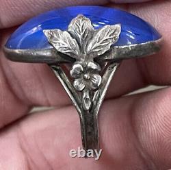 Gorgeous Vintage Sterling Silver Blue Glass Floral Ring Size 6