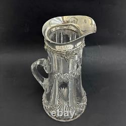 Gorham Sterling Silver Grapevine Cut Glass Jug Champagne Pitcher S2809 1897
