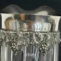 Gorham Sterling Silver Grapevine Cut Glass Jug Champagne Pitcher S2809 1897