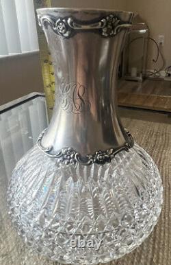 Gorham Sterling Silver and ABP Cut Glass Water Jug Carafe 1898