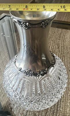 Gorham Sterling Silver and ABP Cut Glass Water Jug Carafe 1898