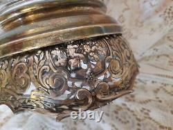 Grand Antique Glass & Sterling Silver base table Centerpiece Candle Holder