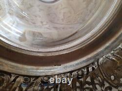 Grand Antique Glass & Sterling Silver base table Centerpiece Candle Holder