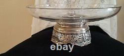 Grand Antique Glass & Sterling Silver base table Centerpiece Candle Holder