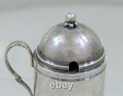 Grann & Laglye Denmark Sterling Silver Condiment Pot 1940 Intact Glass Liner