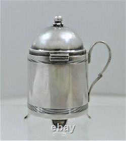 Grann & Laglye Denmark Sterling Silver Condiment Pot 1940 Intact Glass Liner