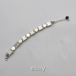 Gray Pearl Dichroic Art Glass Sterling Silver Hinged Adj. Tennis Bracelet