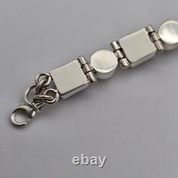 Gray Pearl Dichroic Art Glass Sterling Silver Hinged Adj. Tennis Bracelet