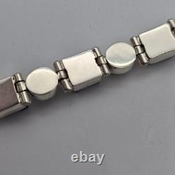 Gray Pearl Dichroic Art Glass Sterling Silver Hinged Adj. Tennis Bracelet