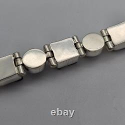 Gray Pearl Dichroic Art Glass Sterling Silver Hinged Adj. Tennis Bracelet