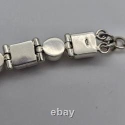 Gray Pearl Dichroic Art Glass Sterling Silver Hinged Adj. Tennis Bracelet