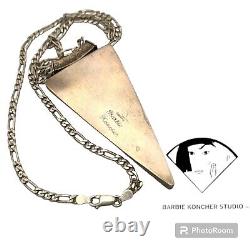 Great BARBIE KONCHER Sterling Silver & kaleidoscope Glass Pendant Necklace