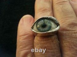 Great Frog Glass Eye Silver Ring