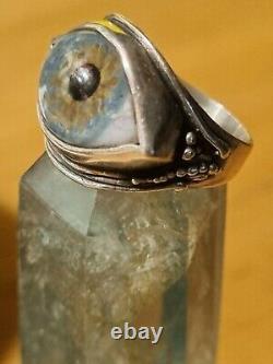 Great frog vintage rare glass eye ring