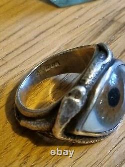 Great frog vintage rare glass eye ring