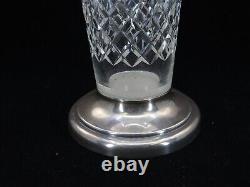 HAWKES Cut Glass Vase with Raised Sterling Silver Base 13 tall