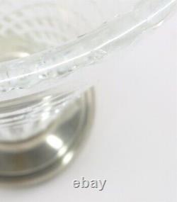 HAWKES Cut Glass Vase with Raised Sterling Silver Base 13 tall