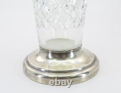 HAWKES Cut Glass Vase with Raised Sterling Silver Base 13 tall