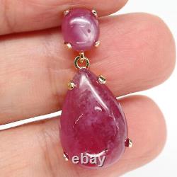 HEATED 13 X 20 mm. RED WITH PINK RUBY PENDANT 925 STERLING SILVER