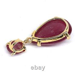 HEATED 13 X 20 mm. RED WITH PINK RUBY PENDANT 925 STERLING SILVER