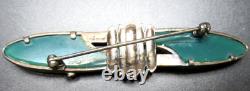 HEIRLOOM 73 Vintage Creations Sterling Silver 925 Marcasite Green Glass Brooch