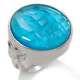 Hsn Tagliamonte Aqua-color Glass Dionysus Sterling Venetian Intaglio Ring 8 $379