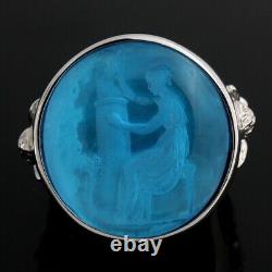 HSN Tagliamonte Aqua-Color Glass Dionysus Sterling Venetian Intaglio Ring 8 $379