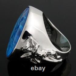 HSN Tagliamonte Aqua-Color Glass Dionysus Sterling Venetian Intaglio Ring 8 $379