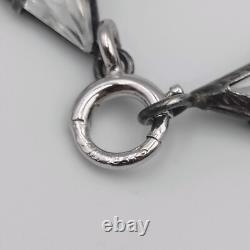 H&H Sterling Silver 925 Czech Frosted Lavender & Clear Glass Necklace Art Deco