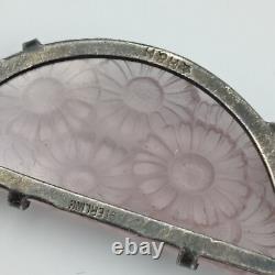 H&H Sterling Silver 925 Czech Frosted Lavender & Clear Glass Necklace Art Deco