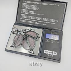 H&H Sterling Silver 925 Czech Frosted Lavender & Clear Glass Necklace Art Deco