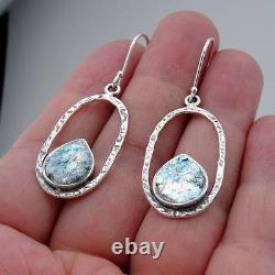 Hadar Designers Roman Glass Earrings 925 Sterling Silver Handmade (as 4004714)