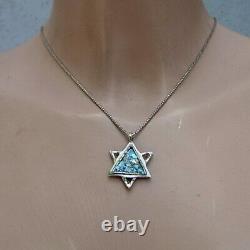 Hadar Designers Roman Glass Star of David Pendant 925 Sterling Silver Art (as)