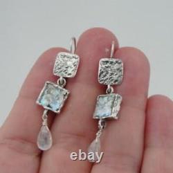 Hadar Designers Roman Glass Sterling Silver Opalit Earrings Handmade Art as 376