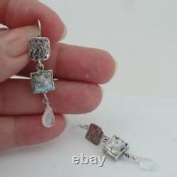 Hadar Designers Roman Glass Sterling Silver Opalit Earrings Handmade Art as 376