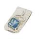 Hammered Sterling Silver Money Clip With Blue Roman Glass Surface Hanukkah Gift
