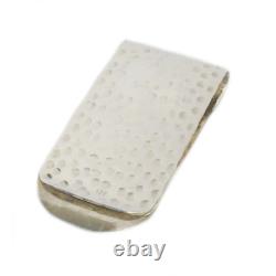 Hammered Sterling Silver Money Clip with Blue Roman Glass Surface Hanukkah Gift