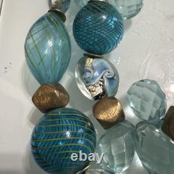 Hand Blown Art Glass Lamp Work Beaded Necklace With Sterling Silver