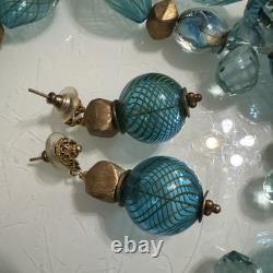 Hand Blown Art Glass Lamp Work Beaded Necklace With Sterling Silver